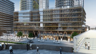 Sydney’s first timber office block, International House at Barangaroo, due to open next year.
