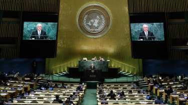 Malcolm Turnbull speaks during the 71st session of the United Nations General Assembly.
