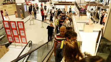 Shoppers visit Myer on Boxing Day.