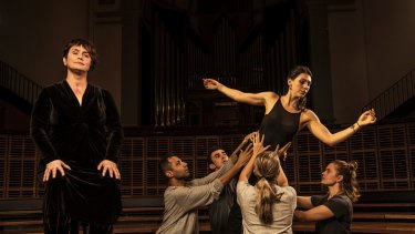 Chryssy Tintner with dancers rehearsing for a performance of <I>The Seven Deadly Sins</I>.