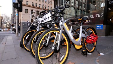 Ranks of the orange bikes have been seen on Melbourne streets.
