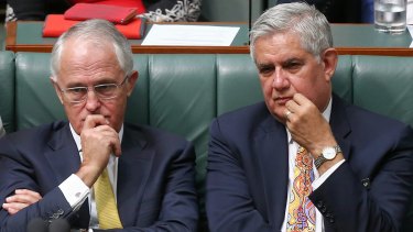 Aged Care Minister Ken Wyatt with Prime Minister Malcolm Turnbull in Parliament.