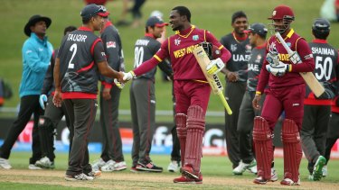 The West Indies made an unspectacular entry into the quarter-finals after defeating the UAE.