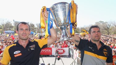 The two competing captains at the 2015 Grand Final parade
