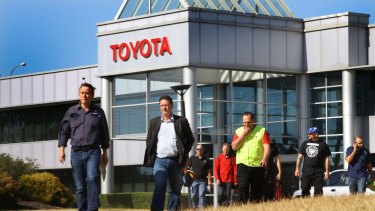 Staff outside Toyota's Altona plant.