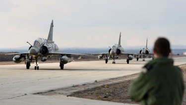 Three French Mirage fighter jets land in a base in Jordan to assist in the fight against the Islamic State group.