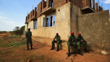 Troops from the rebel Sudan People's Liberation Army In Opposition (SPLA-IO) at a camp near the Jebel mountains on the outskirts of Juba, South Sudan. 