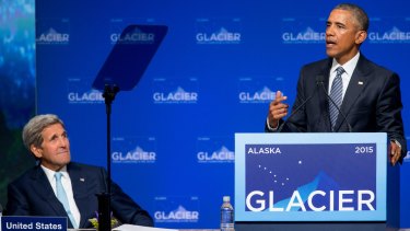 Barack Obama speaks at the Global Leadership in the Arctic: Co-operation, Innovation, Engagement and Resilience (GLACIER) Conference  in Anchorage, Alaska, on Monday.  