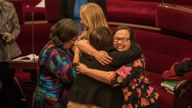 Emotional scenes in the upper house after the voluntary assisted dying laws passed.