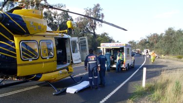RACQ Careflight chopper attends a vehicle accident near Warwick.