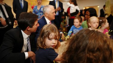 Prime Minister Malcolm Turnbull during a visit to the Crace Early Learning Centre in Canberra.