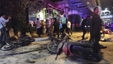 The scene of the explosion in Bangkok on Monday night.