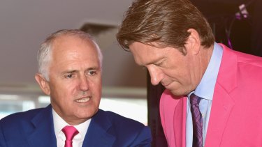 Prime Minister Malcolm Turnbull talks to Glenn McGrath on Tuesday.