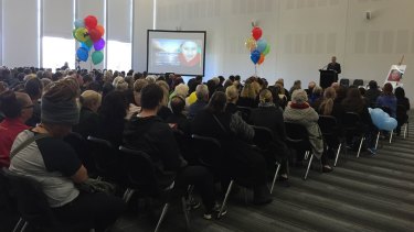 People packed into the Gary Holland Centre in Rockingham on Tuesday.