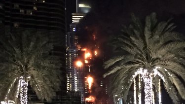 A fire engulfed at least 20 stories of The Address Hotel in Dubai on New Year's Eve.