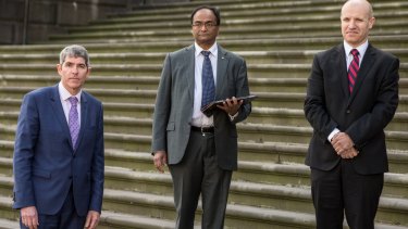 The three past presidents of AMA Victoria who are calling on MPs to oppose assisted dying legislation. From left: Dr Mark Yates, Dr Mukesh Haikerwal, and Dr Stephen Parnis.