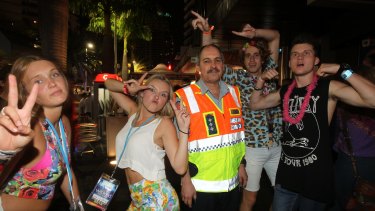 Hot spot: Patrick Berry, senior operations supervisor with the Queensland Ambulance service, at Surfers Paradise during Schoolies week in 2013.
