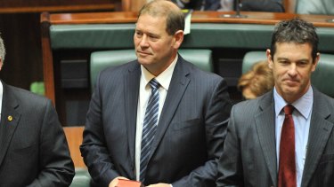 Tim McCurdy MP (left), at the opening of the 57th Parliament in December 2010.