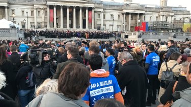 A vigil at Trafalgar Square for the victims of the attack at Westminster.