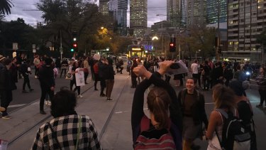 Refugee supporters brought traffic to a standstill in part of Melbourne's CBD on Thursday evening.