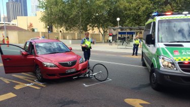 Cyclist Derek Holland was hit by a car outside the Perth Police Station on Beaufort Street.