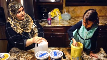 Dalal Alia and her daughter Yara Dalati  at their home in Anaheim, California. Dalal Alia is originally from Syria and has family she fears are in danger and will now not be able to reach the US.