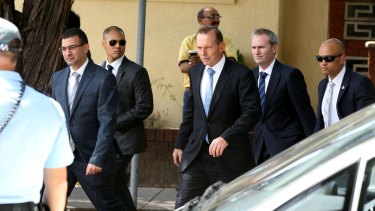 Prime Minister Tony Abbott after attending St Marks Coptic Orthodox Church in Sydney.