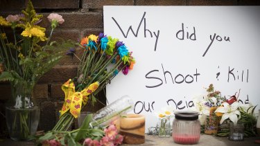 A makeshift memorial at the scene of the shooting in Minneapolis.