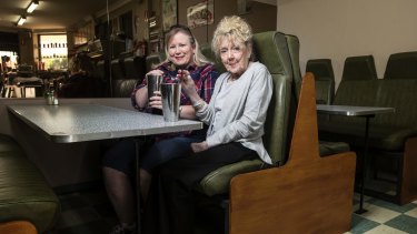 Daughter Chris Glasgow and mother Marlene Schreck from Perth enjoy traditional milkshakes at the retro Milk Bar Cafe 2223.
