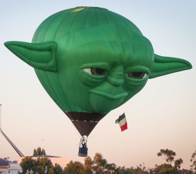 Yoda will be among the sights in the sky at the Canberra Balloon Spectacular on the lawns of Old Parliament House.