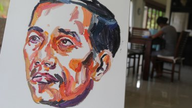 A painting of Indonesian President Joko Widodo by Myuran Sukumaran.
