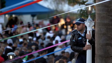 Danny Mikati looks over the crowds outside Lakemba Mosque as they gather for Ramadan prayers in 2012.