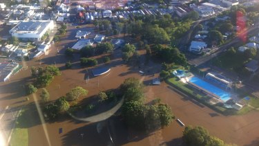 Gympie flooding as seen from the air by the RACQ CareFlight Rescue crew.