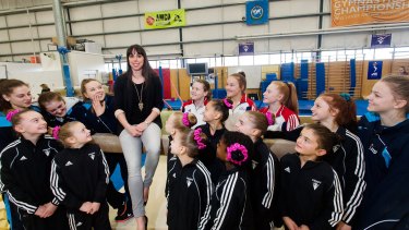 Star power: Beth Tweddle talks with young gymnasts at the Gymnastics Centre of Excellence in Prahran. 