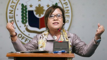 "This is the kind of vindictive politics that we only expect from this regime": opposition senator Leila De Lima.