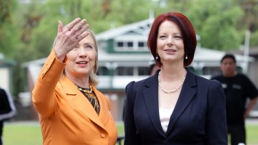 Hillary Clinton and Julia Gillard in Melbourne in 2010.
