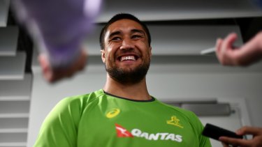 Can't stop smiling: Leroy Houston is in line to make his debut, 11 years after he was last in a Wallabies squad.