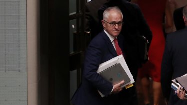 Prime Minister Malcolm Turnbull departs question time on Tuesday.