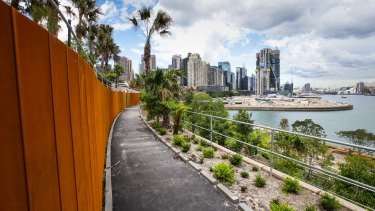 The view from one of the walkways at Barangaroo Point