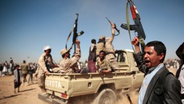 Tribesmen loyal to Houthi rebels in January.
