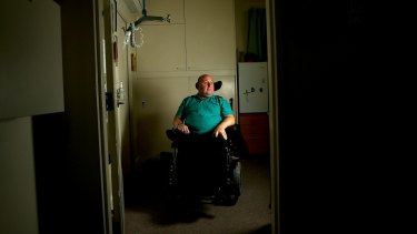 Anthony Virgona, 55, in his room at Cyril Jewell House in Keilor East.