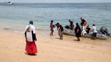 The Recognise team arrives on Mer Island in the Torres Strait.