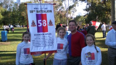 Hector Macdonald with three of his daughters, after the 2007 Anzac Day march.