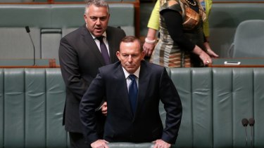 Treasurer Joe Hockey and Prime Minister Tony Abbott on Monday. 