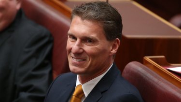 Liberal Party defector Senator Cory Bernardi in Parliament on Tuesday.