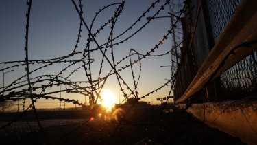 A barbed-wire fence at the Imjingak, near the demilitarised zone separating South and North Korea.