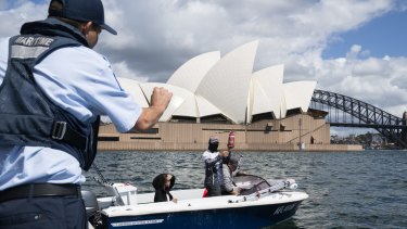 NSW Maritime is running a state wide general compliance blitz 22 and 23 January. Boating safety officers will be up and down the coast undertaking safety checks. Sydeny Harbour, January 22, 2022. Photo: Rhett Wyman/SMH