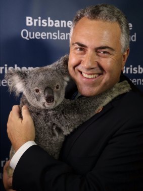 Joe Hockey hugs April, the G20 koala.