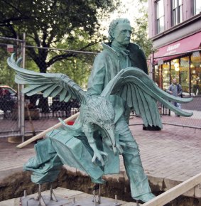 The statue of Edgar Allan Poe near the Boston Common.