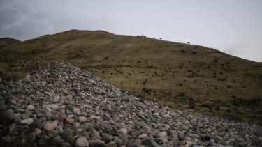 A pile of discarded stones at a folk Islamic pilgrimage site called Tashtar-Ata, or the Father of the Rocks, in Bishkek, Kyrgyzstan.